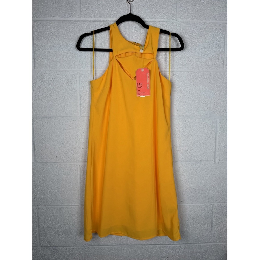 Gianni Bini Oden Dress Papaya Yellow Cutout Sleeveless Shift Dress NWT M